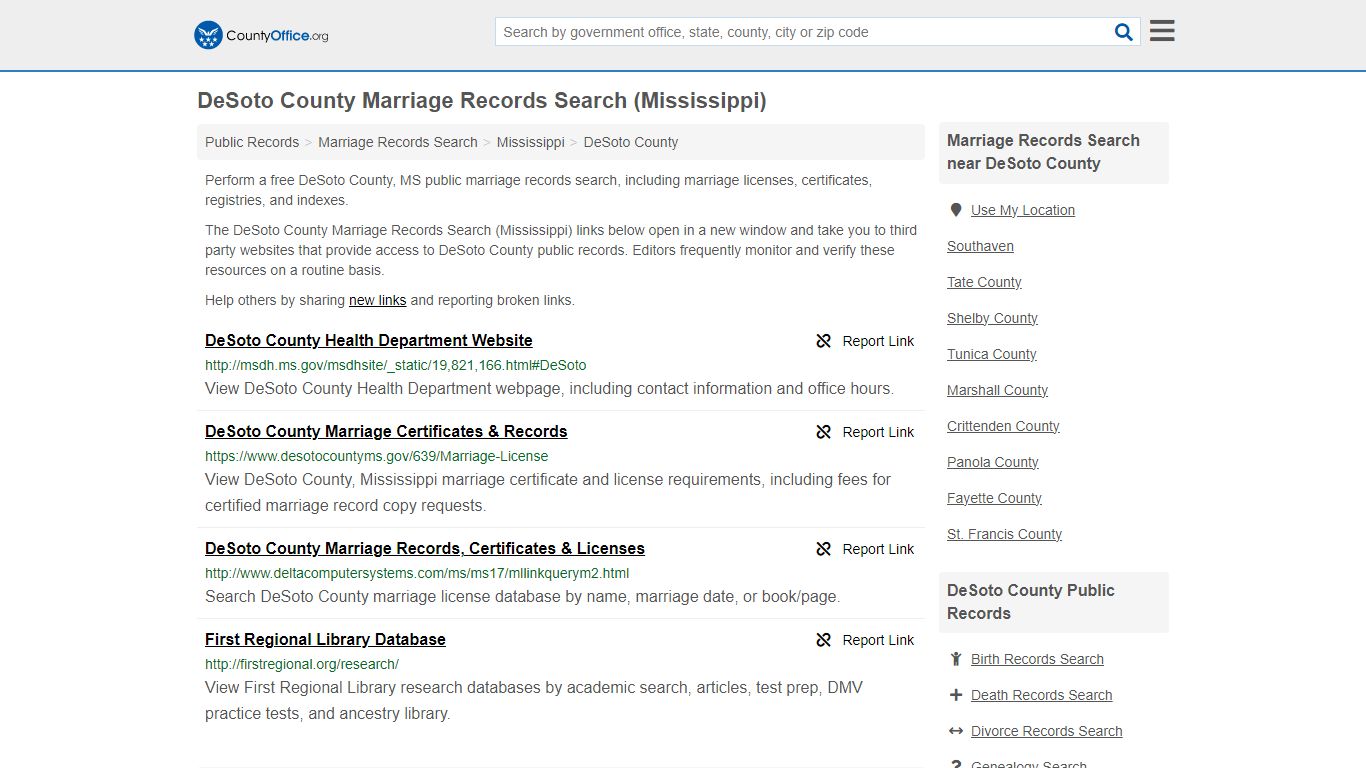 Marriage Records Search - DeSoto County, MS (Marriage Licenses ...